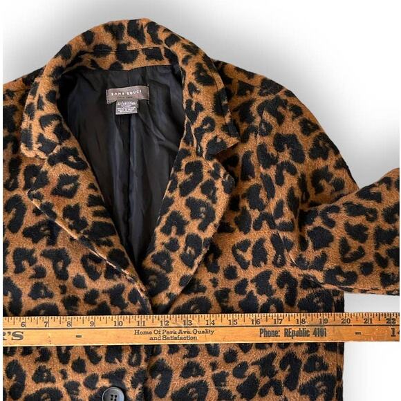 Leopard Faux Fur Winter Coat Women SANS SOUCI Sz Small - Picture 7 of 8